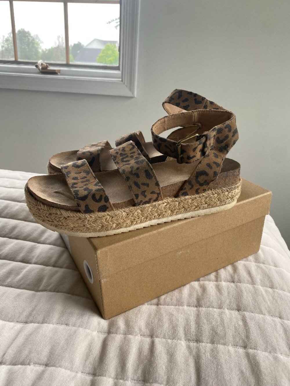 Leopard Print Platform Espadrille Sandals